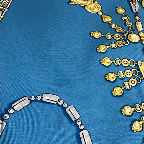 Hermès Blue and Yellow Silk Scarf - Picture 6 of 9